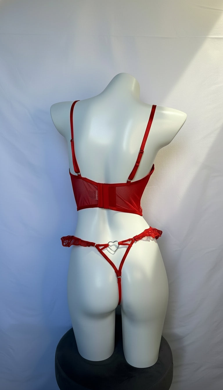 Conjunto de lencería con corset y encaje floral 926518